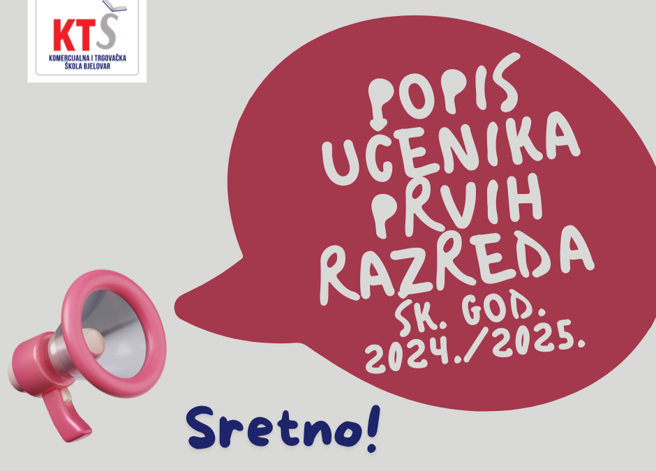 Raspored učenika u prve razrede šk. god. 2024./2025.