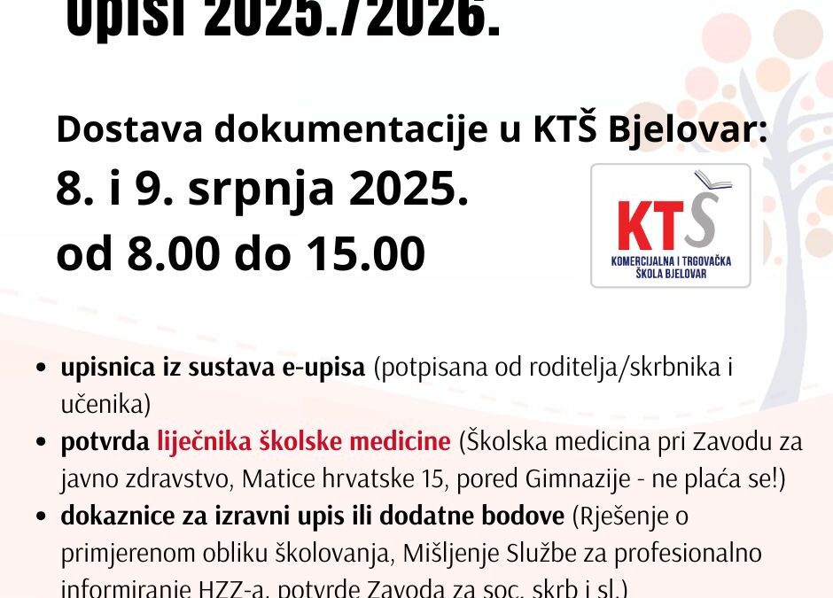 Upisi u srednju školu u školsku godinu 2025./2026.