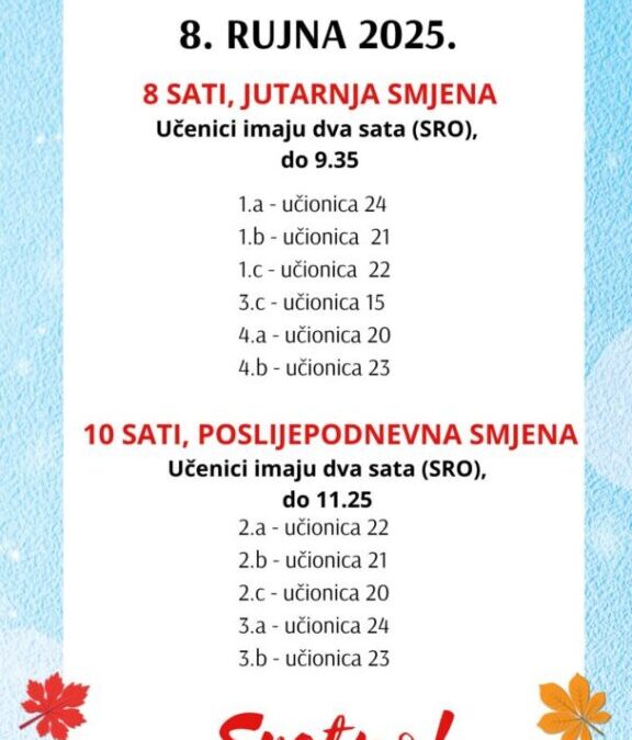 Prvi dan nastave! Sretno!